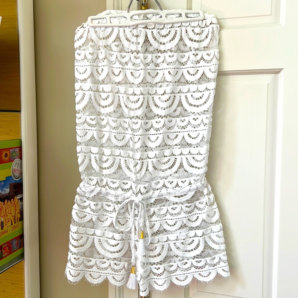 White lace beach romper